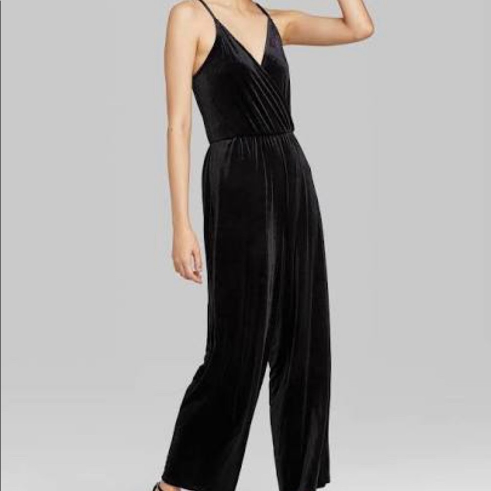 Black Velvet Wrap Jumpsuit